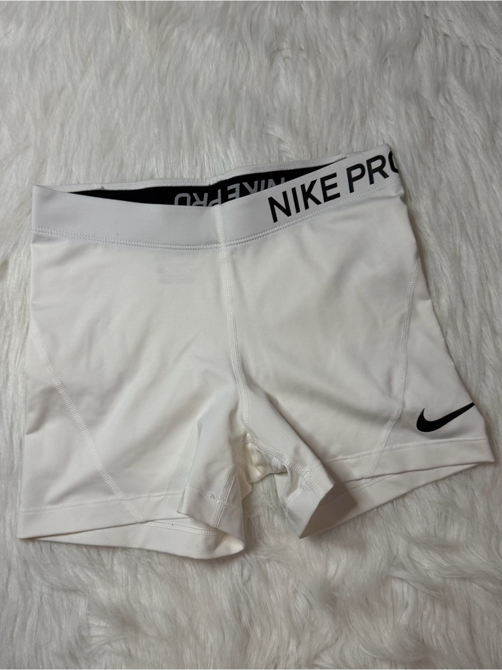 Nike White And Black Nike Pro Spandex Shorts